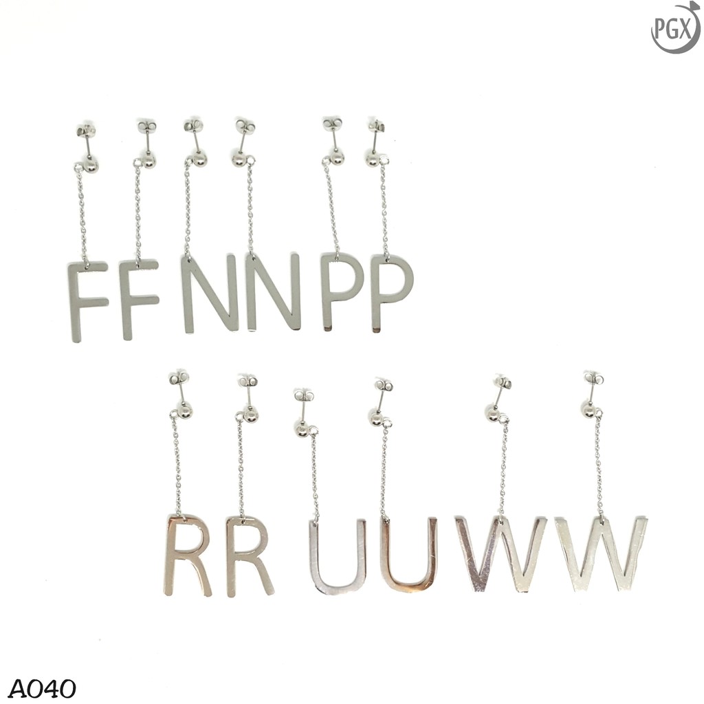 PGX Anting Titanium Huruf Inisial Nama Alfabet Anti Karat Aksesoris Fashion - T040