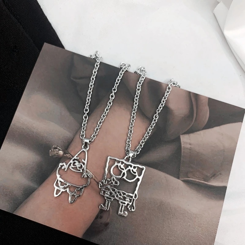 Kalung Rantai Liontin Kartun Spongebob Patrick Star Hollow Untuk Pria Dan Wanita