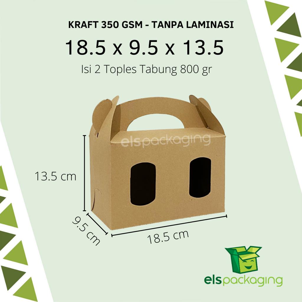 

Dus Kraft Box toples box jinjing box tenteng kotak souvenir box hampers dus snack Gable Box 18.5x9.5x13.5