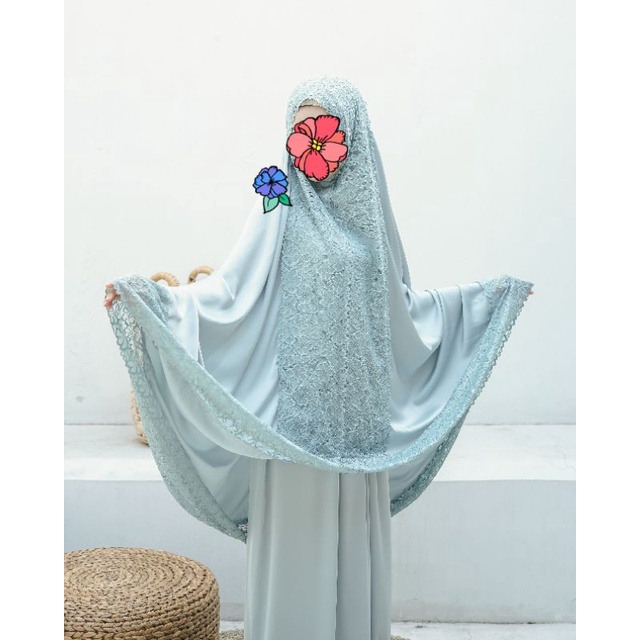 mukena herseasons armani silk blue mint