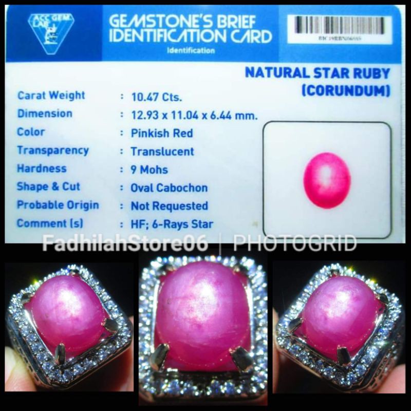(bayar ditempat) NATURAL PINK STAR RUBY CORUNDUM + MEMO LAB