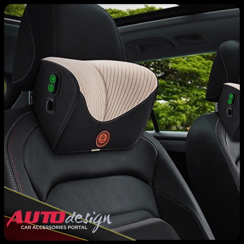 Headrest Bantal Leher Mobil Pijat Getar Refleksi Kulit Memory Foam Kualitas Premium