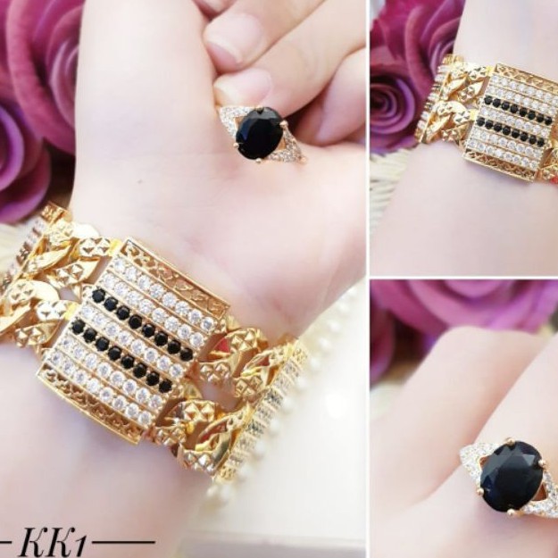 Xuping Set Gelang dan Cincin Semi Berlian Terlaris 290S