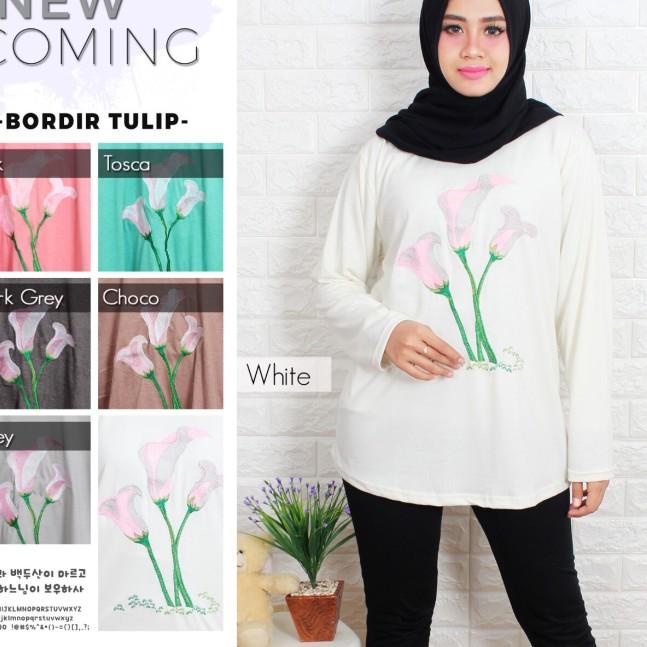 ♡ kaos muslim/ blus muslim/ fashion muslim wanita bordir tulip ☋