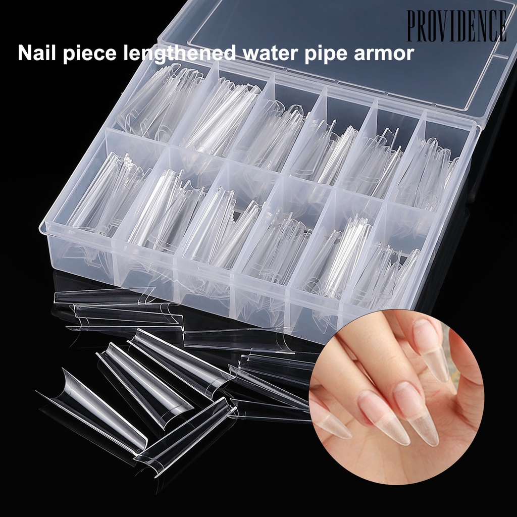 Providence 100Pcs/200Pcs Nail Form Mold Easy to Carry Reusable ABS False Nail Water Pipe Tips for Manicure