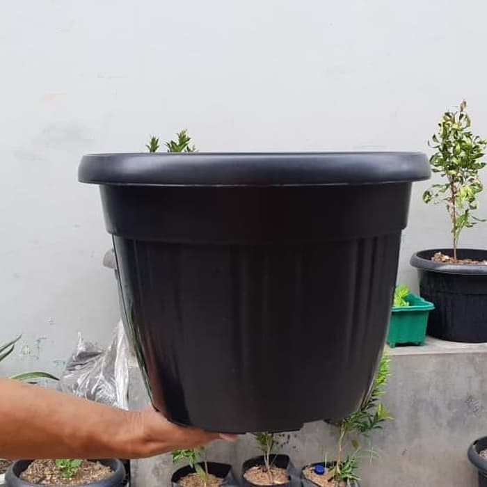 Pot Bunga Plastik Hitam Grace 35cm Kuping Shopee Indonesia