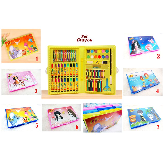 

Set Crayon 86 PCS (Set alat menggambar, isinya banyak)