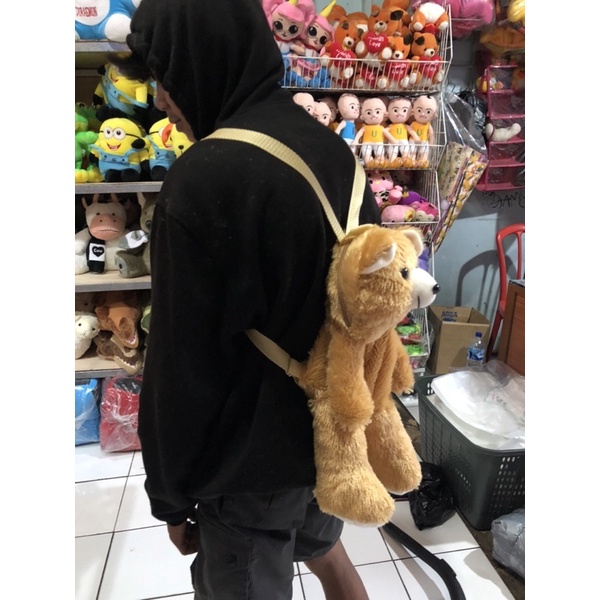 Tas beruang tedy bear bulu lucu imut gemoy Ransel Wanita Baru Boneka Mewah Ransel Kasual Tas Kepribadian Kartun Beruang Tas B2305 TERBARU