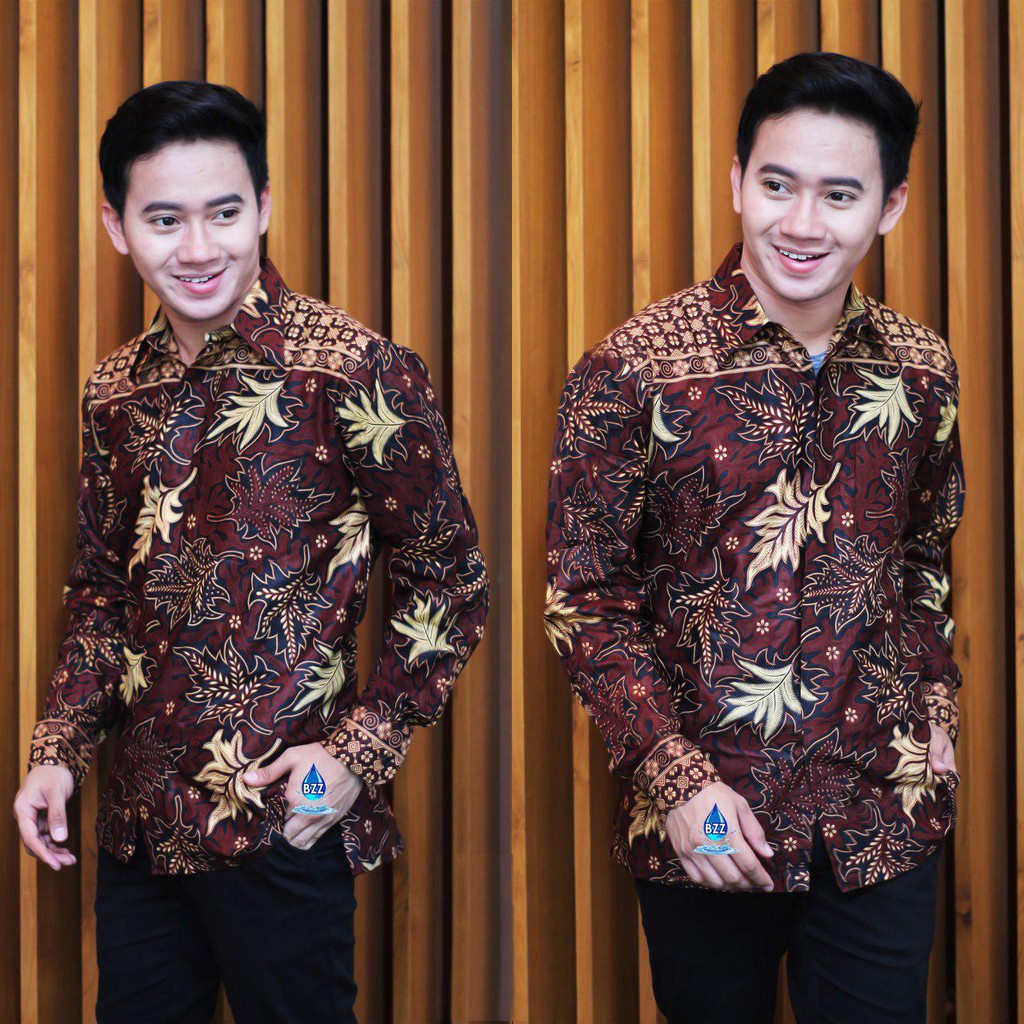 Atasan Batik Pria Lengan Panjang Kenongo Hem Padi Pekalongan M L XL