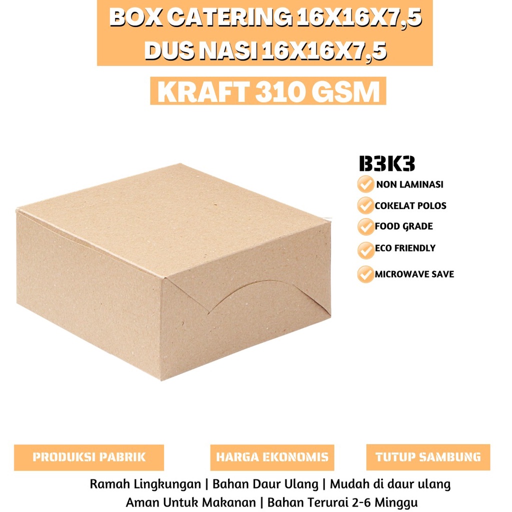 Box Nasi Kotak Dus Ayam Bakar Dus 16x16 (B3K3-16X16X7.5 Cm)