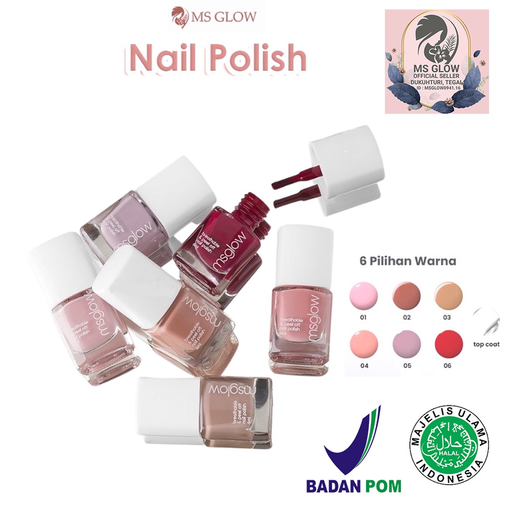 Kutek Peel Off Halal MS GLOW Breathable Nail Polish Peel Off - Kuteks halal muslimah buat solat tahan lama dan bisa dikupas