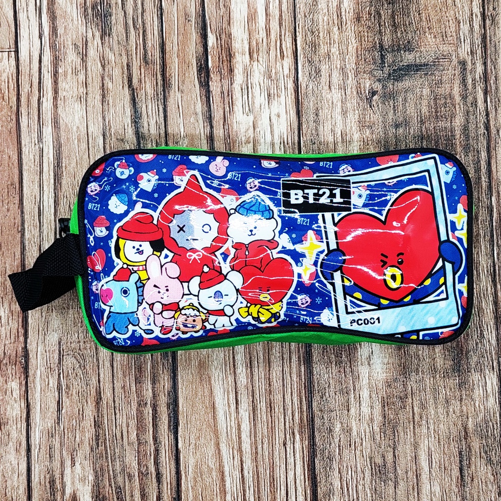 KOTAK PENSIL BT21 KPOP / TEMPAT ALAT TULIS BT21 TERLARIS-K.P - BT21 HIJAU MR