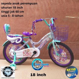  sepeda  anak  perempuan 18  inch usia  5 6 sampai 8 tahun 