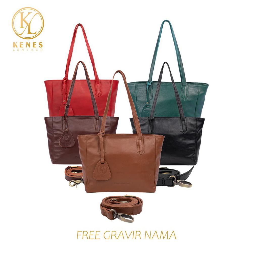 Kenes Leather - Tote Bag Kulit Asli - Tas wanita Kulit Ellena -Tas Selempang