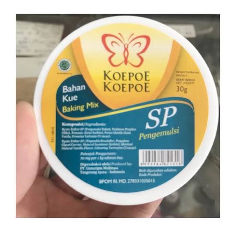 

Cap Koepoe Koepoe SP 30gr | Pengemulsi Emulsifier | Pelembut Kue