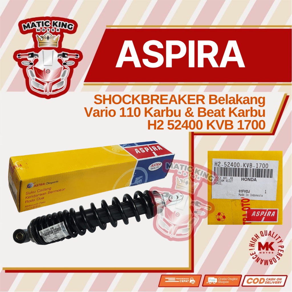 Shockbreaker sok Belakang Vario 110 beat Karbu ASPIRA H2-52400-KVB-1700