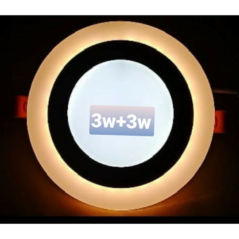 Lampu downlight led panel Ib 2 warna 3+3w bulat. inbow tanam plavon