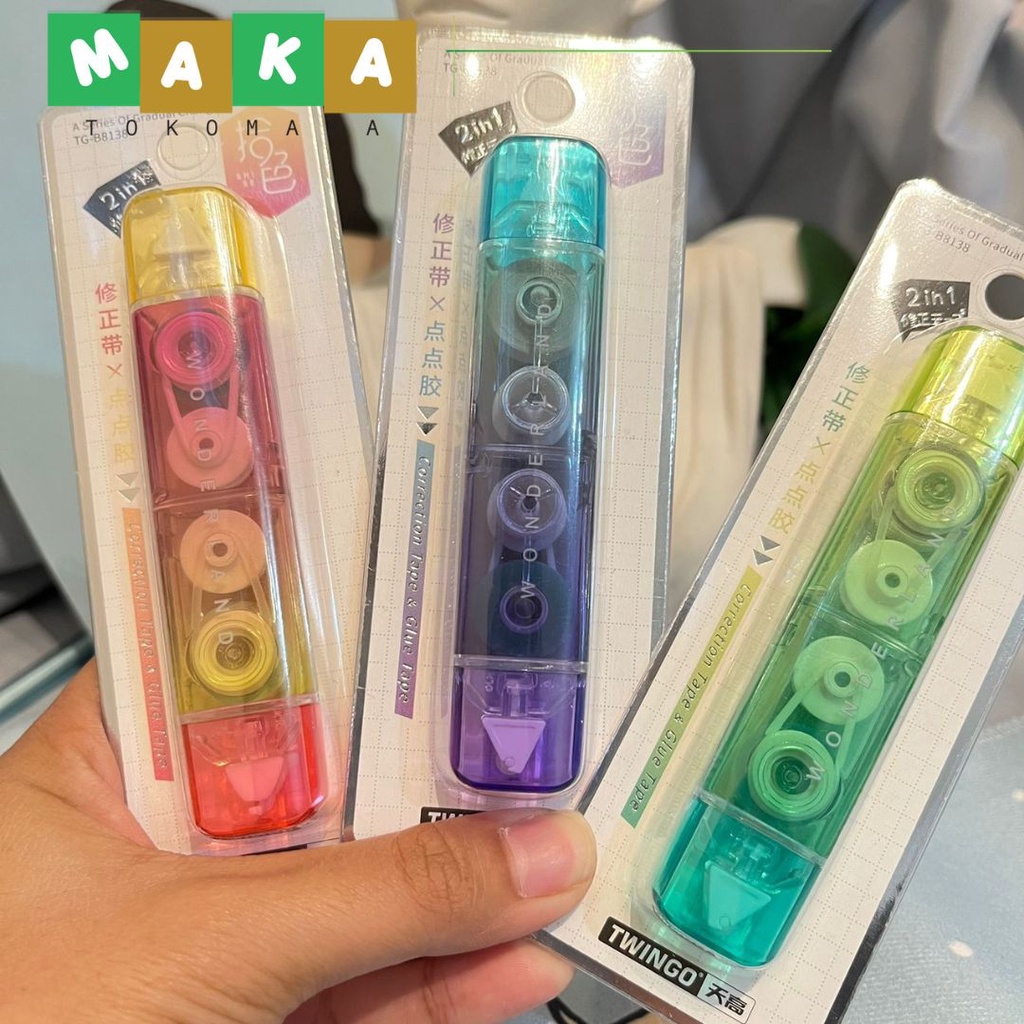

correction tape dan glue tape twinggo tipe x kertas roll tape alat tulis kantor perlengkapan sekolah unik import murah