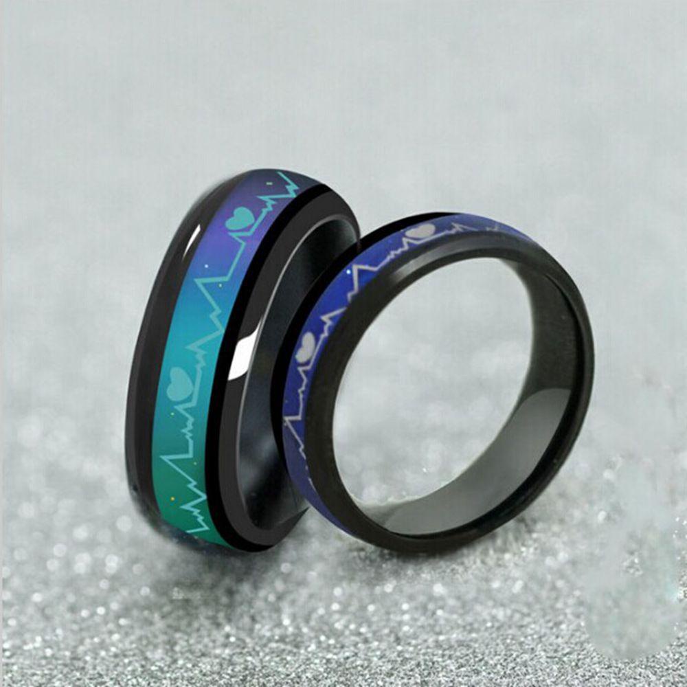 Lily Mood Ring Perhiasan Pernikahan Baja Titanium Perasaan Emosi