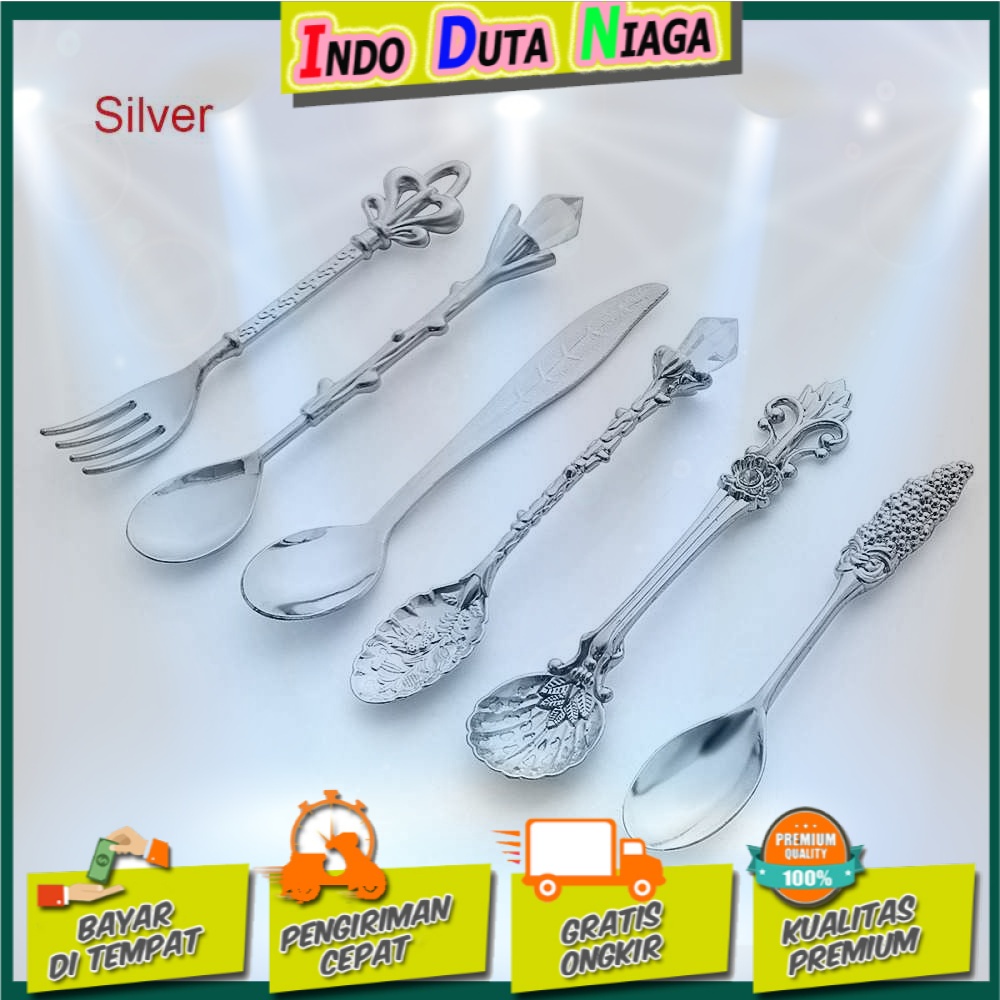 JYC Set Sendok Garpu Teh Vintage Teaspoon Fork Royal Style - LTA057