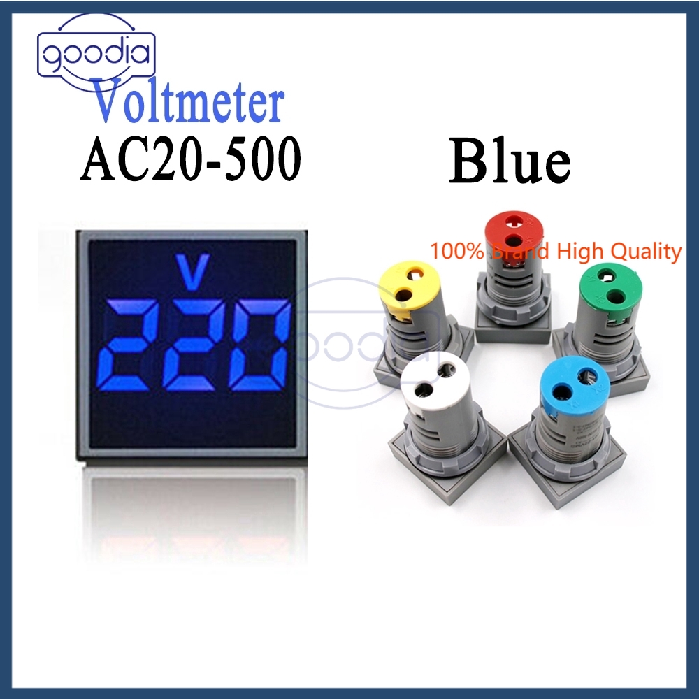 Indikator Voltmeter Mini Ac 20-500v Dengan Led Display Ukuran 22mm Untuk Pilot