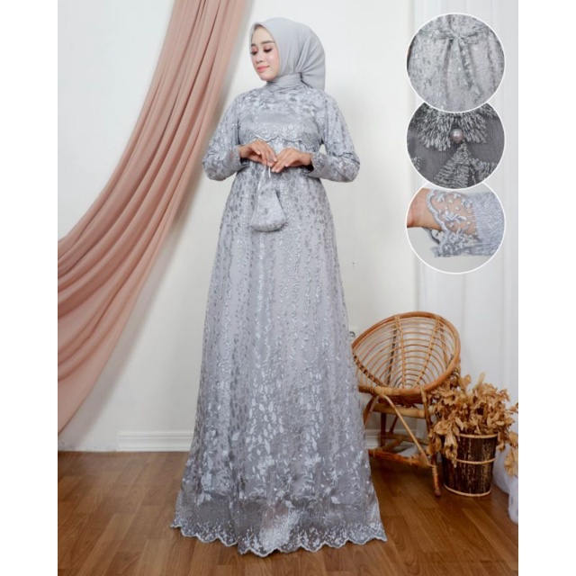 GAMIS  MODEREN~GAMIS BRUKAT TULLE~GAMIS PESTA~GAMIS RATU ORIGINAL FREE MASKER