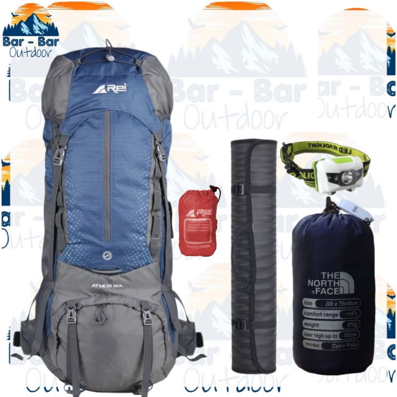 Paket Perlengkapan Mendaki Tas Gunung Outdoor Carrier Arei Rei Atmos 80L