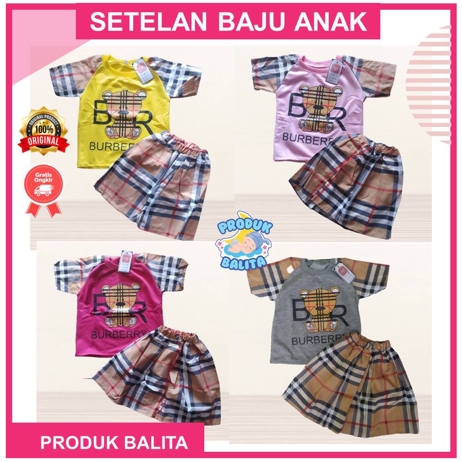 Setelan Rok Anak Perempuan Usia 1-5 Tahun Terbaru Set Baju Kaos Anak Cewek