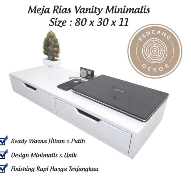 Fast Respon Meja Rias Gantung Dinding Minimallis uk 80x30x11 cm | Rak Dinding Double Pintu |  Meja Vanity