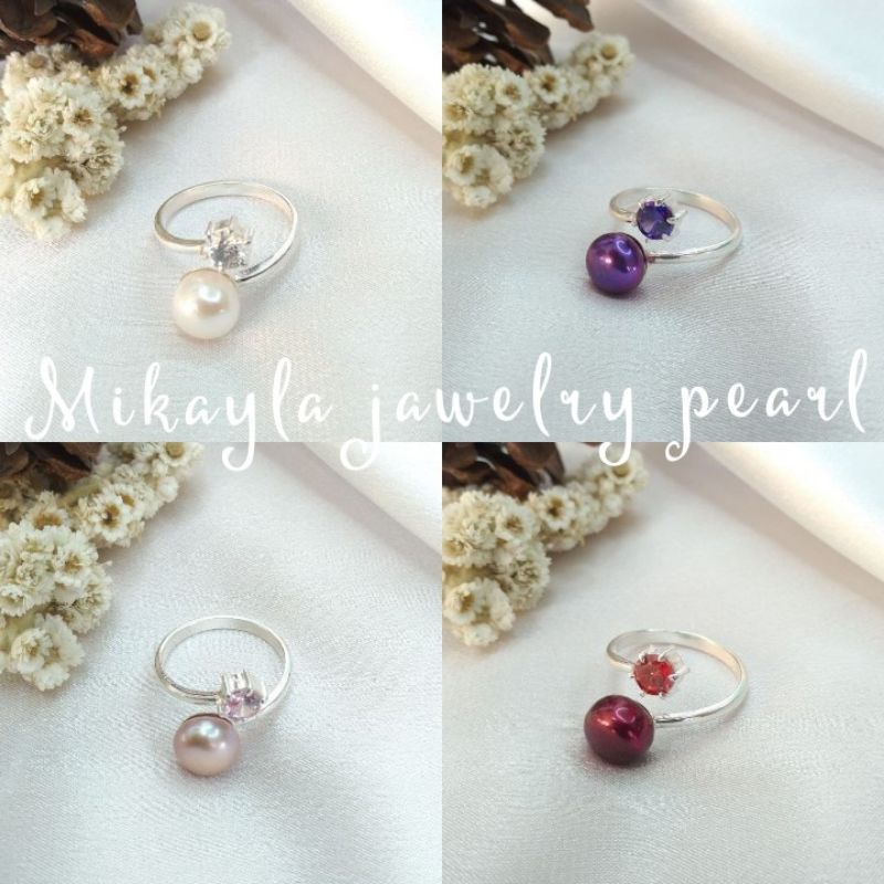 Cincin fleksibel mutiara|Cincin perak murni mutiara asli|Cincin perak 925 mutiara lombok|Cincin pera