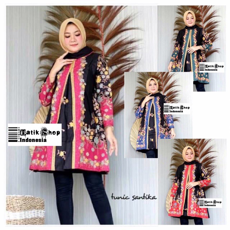 Tunik Santika Cibulan #11 Batik Modern Pias Tunic Kerja Kantor Kondangan Muslim Panjang