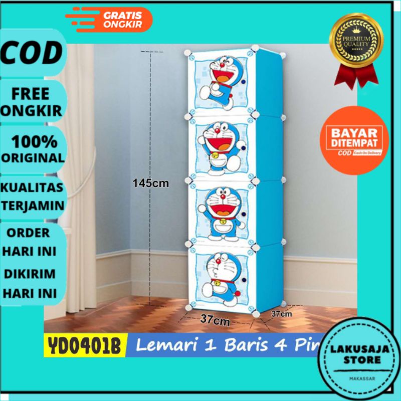 LEMARI PLASTIK 4 PINTU Rak Loker Portable Anak Bayi LEMARI MULTIFUNGSI MURAH TERBARU MAKASSAR