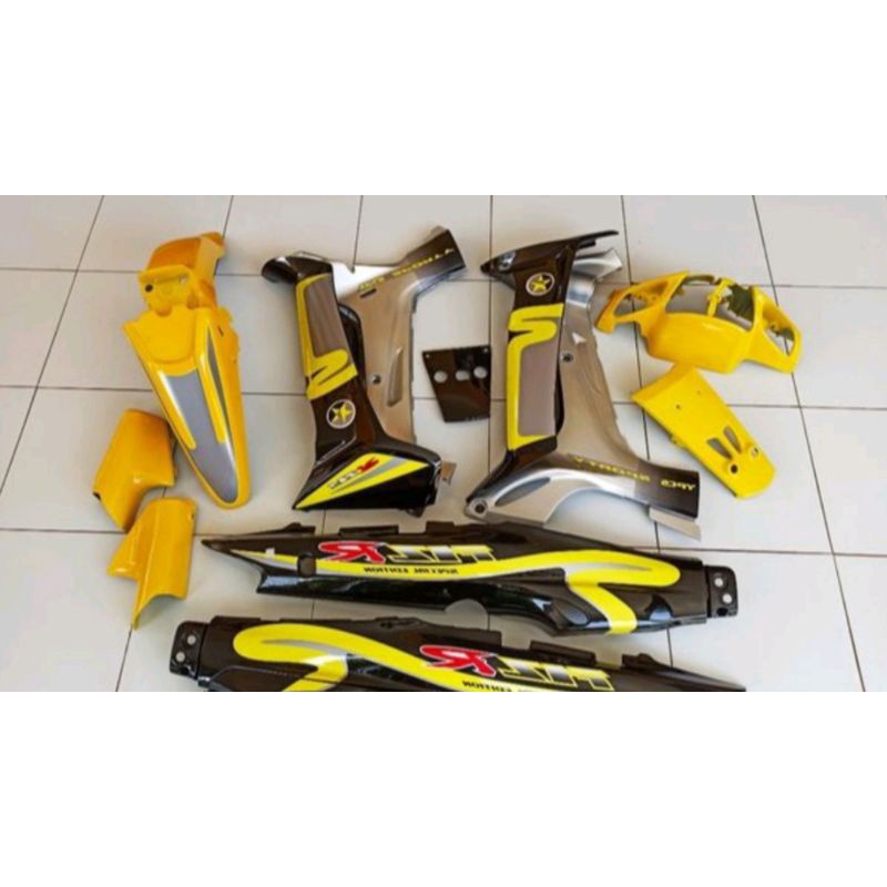 cover body full set halus kasar yamaha fizr f1zr caltex hitam kuning silver
