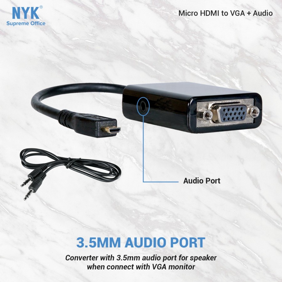 NYK Micro HDMI Plug To VGA Socket Video Cable