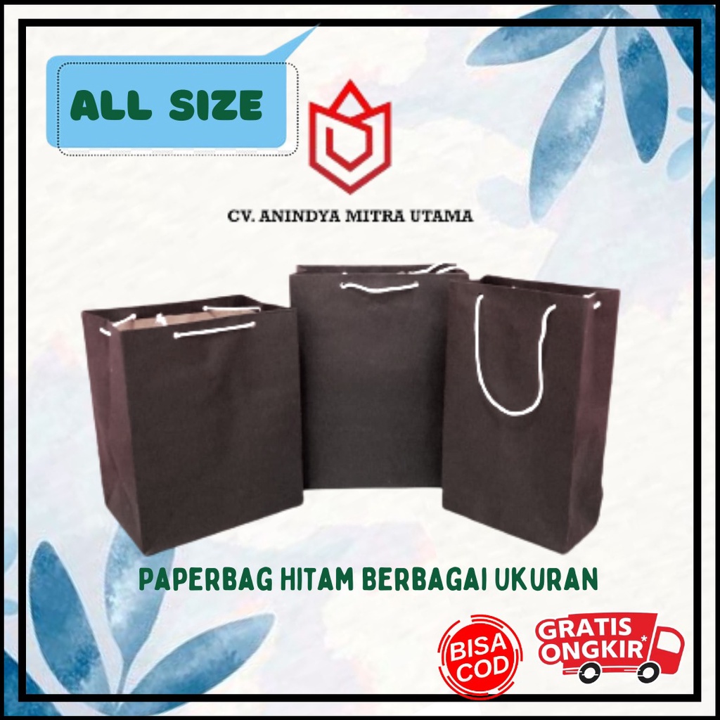 paper bag hitam polos / paperbag hitam tas kertas HITAM / Tas kertas belanja  shoping bag Kantong So