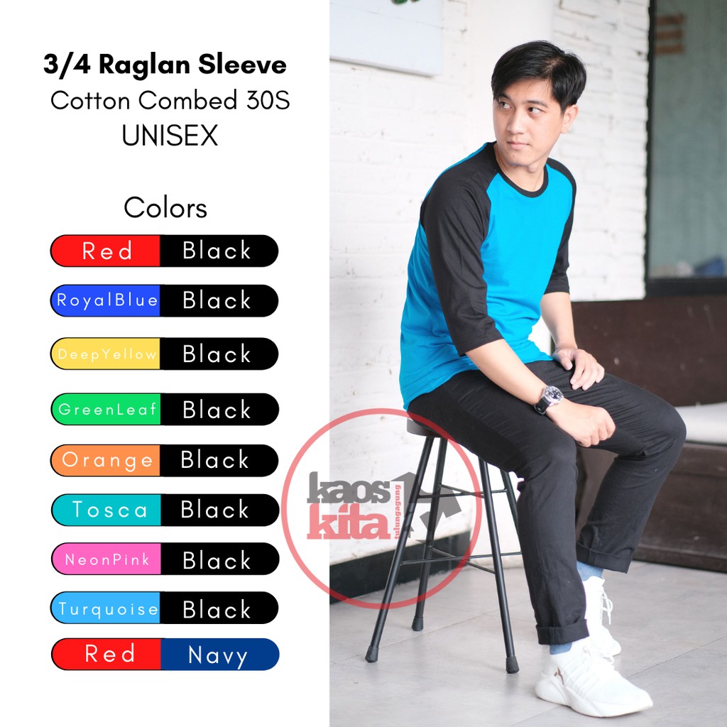 REGLAN 3/4 PREMIUM / COMBED 30S DAN COMBED 28S / t-shirt reglan