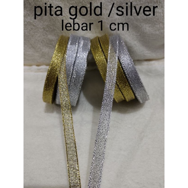 Pita  gliter 1 cm gold silver isi 23 meter