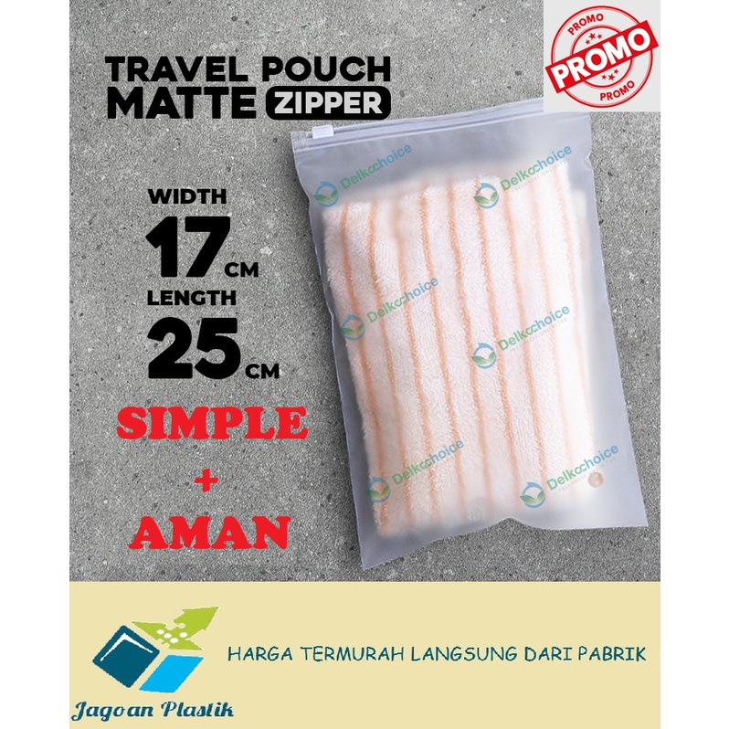 TRAVEL POUCH MATTE ZIPPER UKURAN 17 CM X 25 CM