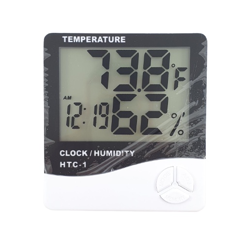 Hygrometer Thermometer Digital LCD HTC1 Alat Ukur Suhu Kelembapan HTC 1 Temperatur Humidity Clock