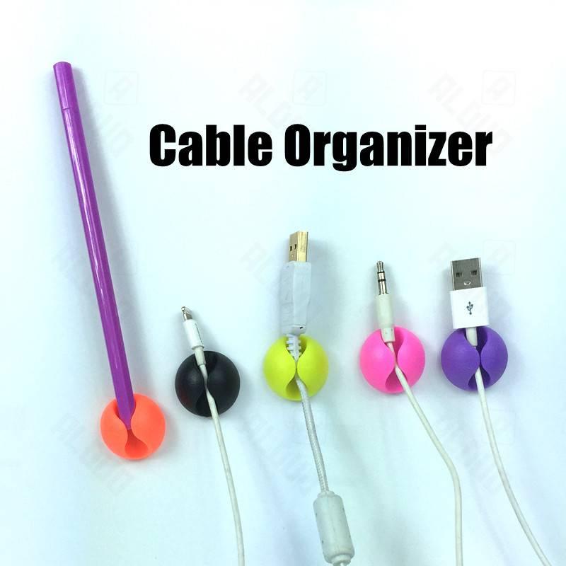 1Pcs USB Cable Organizer Wire Winder Earphone Holder Cord Clip Office Desktop Phone Cables Silicone Tie Fixer Wire Management