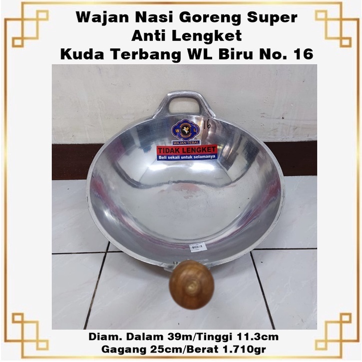 Wajan Nasi Goreng Super Anti Lengket Kuda Terbang WL Biru No. 16