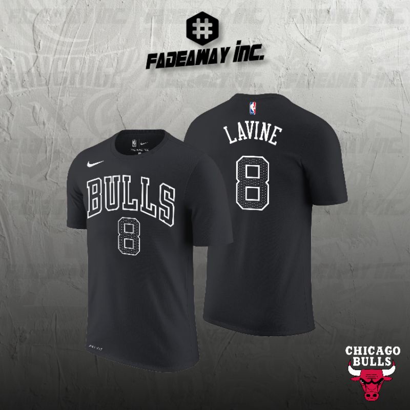 TSHIRT - BAJU/KAOS BASKET NBA CHICAGO BULLS 8 LAVINE - HITAM PUTIH