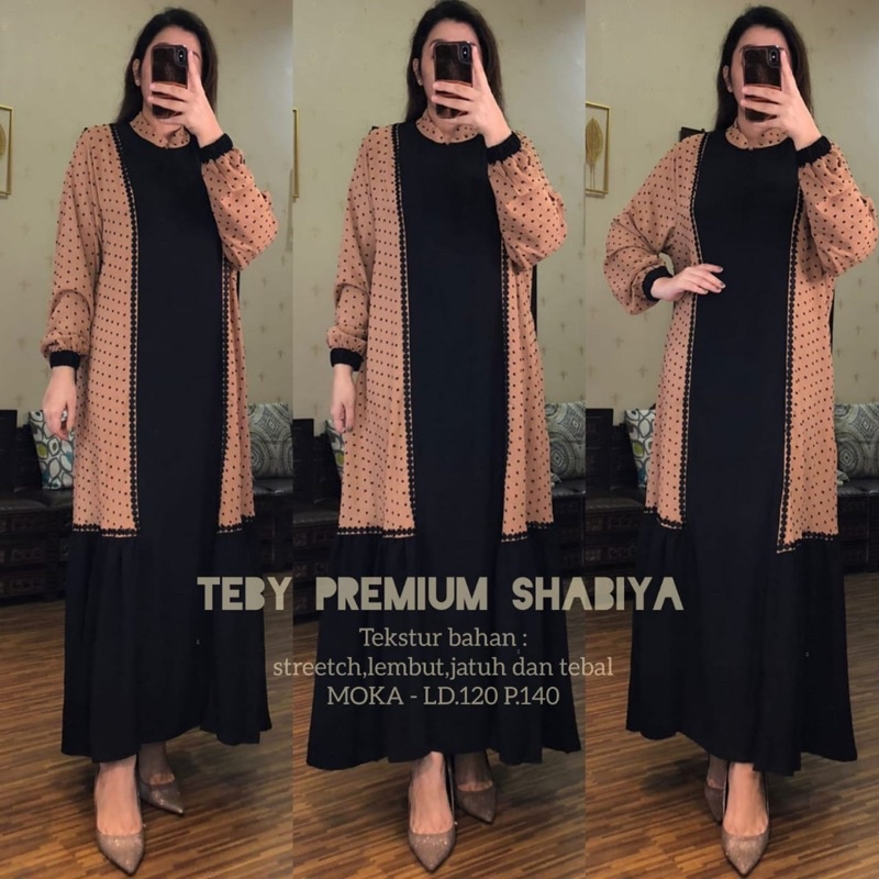 Daster Arab Teby Premium SHABIYA Maxi Dress Crinkcle Dot Original