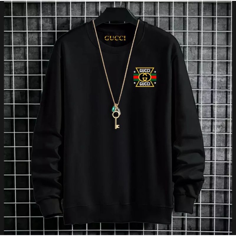 Sweater crewneck gucci cotton flecce pria wanita terbaru