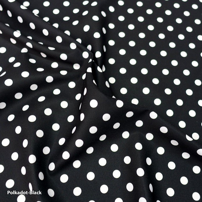 Kain Woolpeach Print - Kain Wolfis Sutra Motif Polkadot - Black