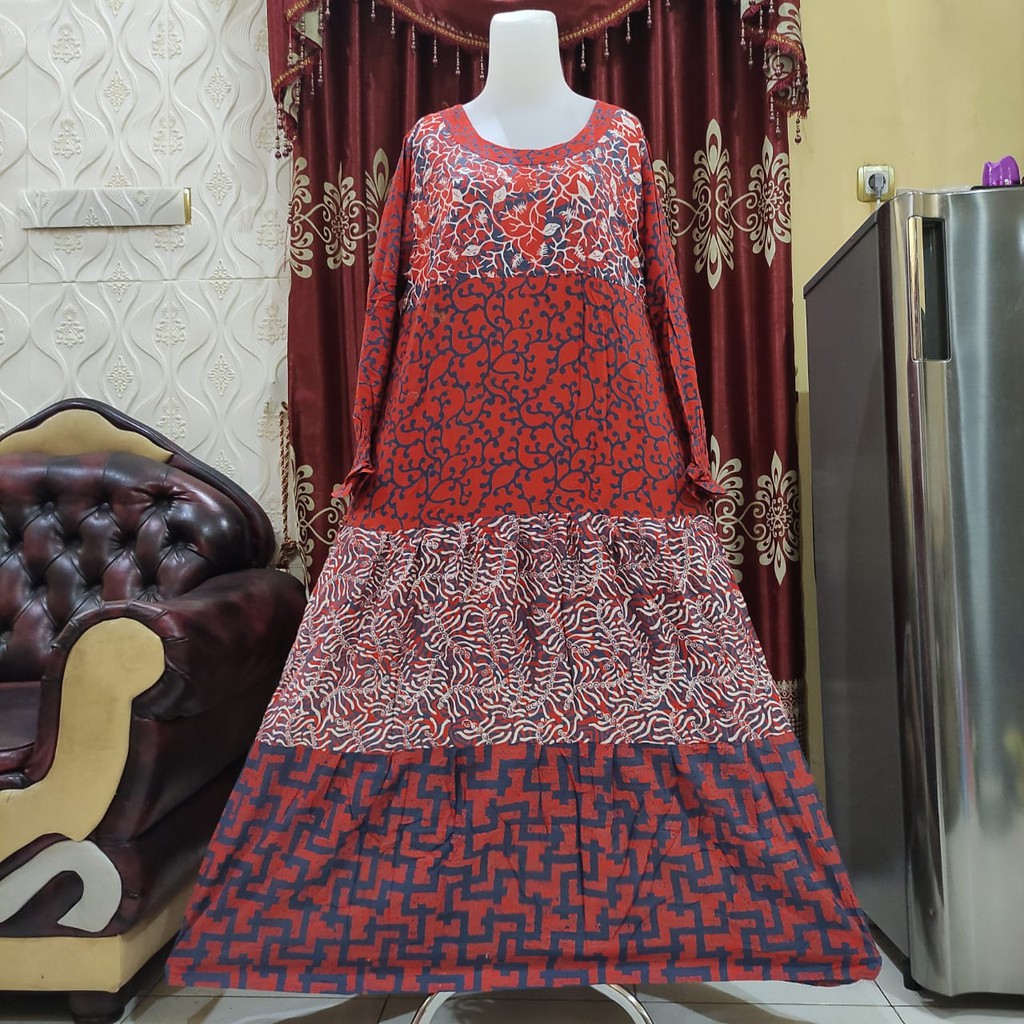 Daster Batik Pekalongan Luza Susun Motif 046 | Daster Murah Luza Long Dress | Daster Lu-za Susun