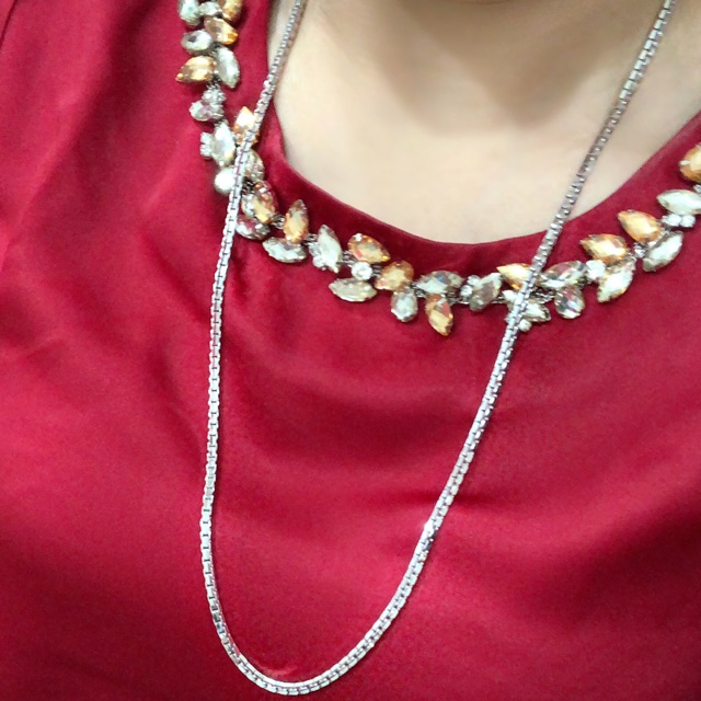 Kalung panjang rantai italy santa emas putih