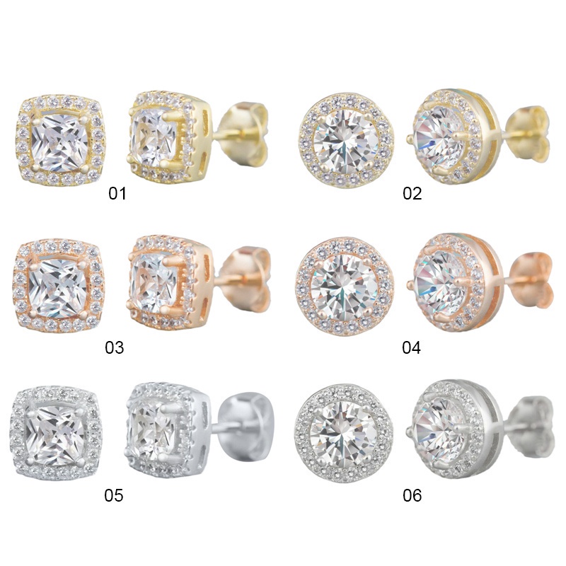 Fancyqube Anting Stud 925 Silver Cubic Zircon Gaya Elegan Untuk Hadiah Pernikahan Wanita