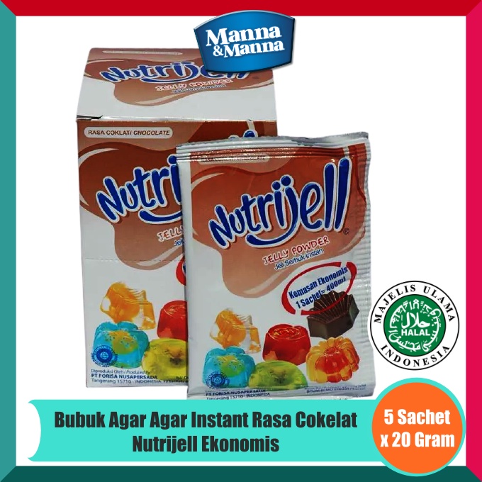 

Bubuk Agar Agar Jeli Instant Nutrijell Rasa Cokelat - 5 Sachet x 20 Gram