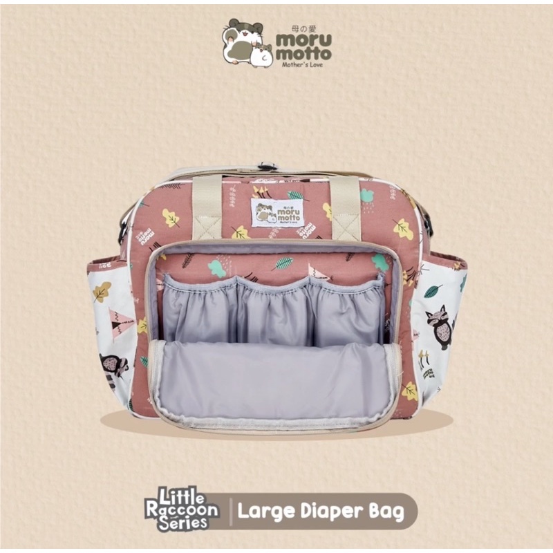 Morumotto Tas Besar + Saku Botol Susu Little Raccoon Series / Tas Perlengkapan Bayi MMT7002